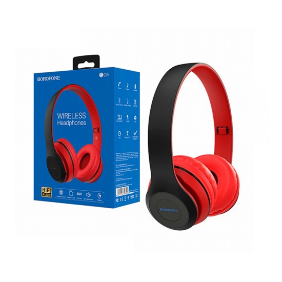 HEADPHONE BOROFONE BO4 WITH TF CARD FUNCTION, AUX PLAY MODE RED